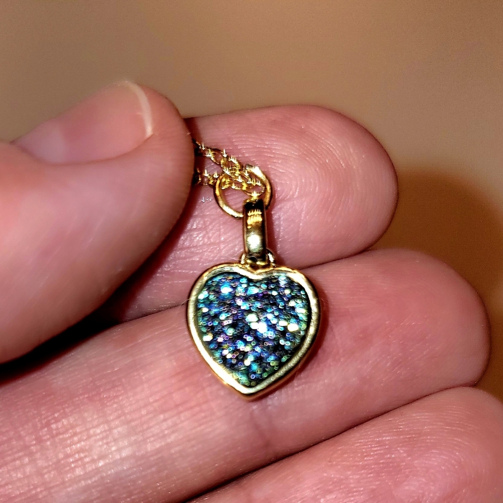 Titanium Aura Quartz Druzy Heart Necklace